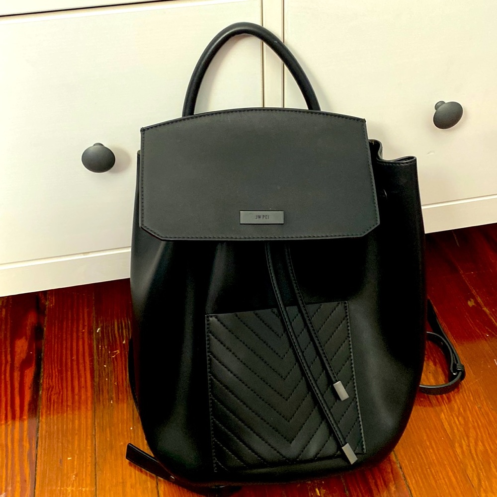 JW Pei black backpack purse